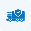 Blue truck with checkmark shield